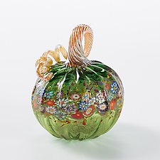 Wildflower Pumpkins by Ken Hanson and Ingrid Hanson (Art Glass Sculpture)