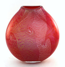 Transparent Red Dichroic Pouch Vase by Ken Hanson and Ingrid Hanson (Art Glass Vase)