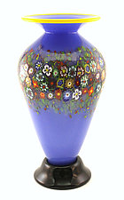 Classic Wildflower Vase in Delft Blue by Ken Hanson and Ingrid Hanson (Art Glass Vase)