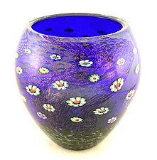 Molokai Cobalt Island Bowl by Ken Hanson and Ingrid Hanson (Art Glass Vase)