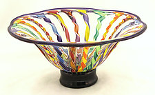 Fluted Carousel Bowl by Ken Hanson and Ingrid Hanson (Art Glass Bowl)