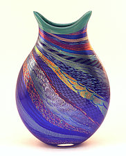 Cobalt Dichroic Mermaid Purse by Ken Hanson and Ingrid Hanson (Art Glass Vase)