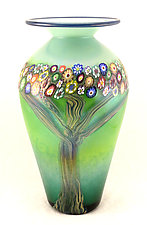 Green Vines Vase III by Ken Hanson and Ingrid Hanson (Art Glass Vase)