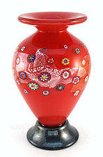 Petite Red Blossom Vase by Ken Hanson and Ingrid Hanson (Art Glass Vase)