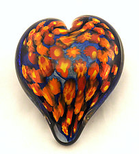 Poppy Heart Paperweight by Ken Hanson and Ingrid Hanson (Art Glass Paperweight)