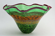 Fluted Sunflower Bowl by Ken Hanson and Ingrid Hanson (Art Glass Bowl)