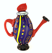 Lapis Blue Marrakesh Teapot by Ken Hanson and Ingrid Hanson (Art Glass Teapot)
