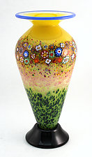 Tall Classic Primrose Wildflower Vase by Ken Hanson and Ingrid Hanson (Art Glass Vase)
