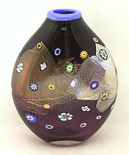 Amethyst Blossom Pouch Vase by Ken Hanson and Ingrid Hanson (Art Glass Vase)