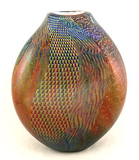 Large Rainbow Color Field Vase by Ken Hanson and Ingrid Hanson (Art Glass Vase)