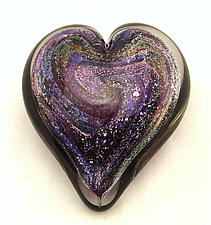 Large Amethyst Dichroic Heart Paperweight by Ken Hanson and Ingrid Hanson (Art Glass Paperweight)