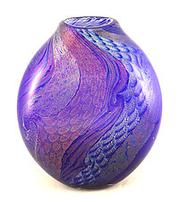 Large Cobalt Dichroic Pouch Vase by Ken Hanson and Ingrid Hanson (Art Glass Vase)