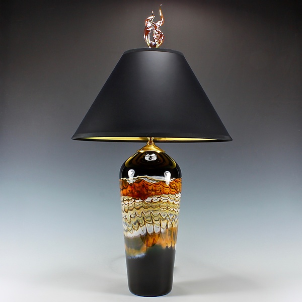 Black Opal Table Lamp With Flame Finial, Danielle Table Lamp