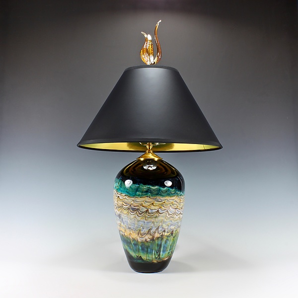 Black Opal Table Lamp with Tulip Finial