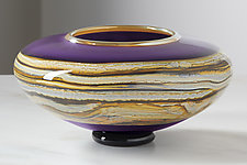 Amethyst Strata Footed Bowl by Danielle Blade and Stephen Gartner (Art Glass Bowl)