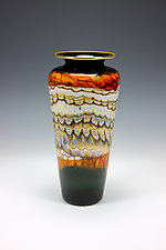 Black Opal Traditional Urn by Danielle Blade and Stephen Gartner (Art Glass Vase)
