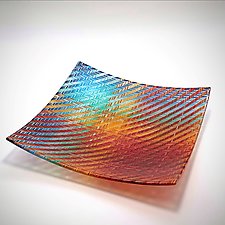Desert V Chevron Tapestry Tray by Richard Parrish (Art Glass Tray)