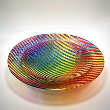 Prismatic Deep Tapestry Bowl by Richard Parrish (Art Glass Bowl)