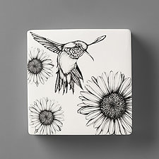 Hummingbird Wall Box by Laura Zindel (Ceramic Wall Sculpture)