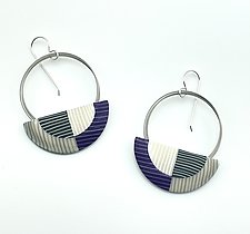 Large Wire Stripe Loop Earrings by Bonnie Bishoff and J.M. Syron (Steel & Polymer Earrings)