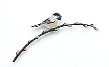 Spring Chickadee by Bonnie Bishoff and J.M. Syron (Mixed-Media Wall Sculpture)