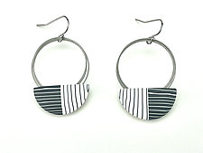 Small Wire Stripe Loop Earrings by Bonnie Bishoff and J.M. Syron (Steel & Polymer Earrings)
