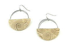 Large Wire Scrimshaw Loop Earrings by Bonnie Bishoff and J.M. Syron (Polymer Clay Earrings)