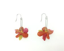 Single Flower Drop Earrings by Bonnie Bishoff and J.M. Syron (Steel & Polymer Earrings)