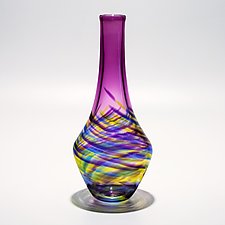 Vortex Long Neck Vase by Michael Trimpol and Monique LaJeunesse (Art Glass Vase)