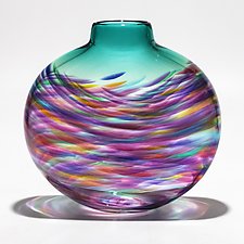 Vortex Flat Vase by Michael Trimpol and Monique LaJeunesse (Art Glass Vase)