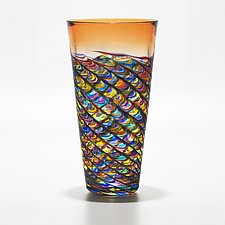 Optic Rib Cone Vase by Michael Trimpol and Monique LaJeunesse (Art Glass Vase)
