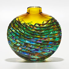 Optic Rib Flat Vase by Michael Trimpol and Monique LaJeunesse (Art Glass Vase)