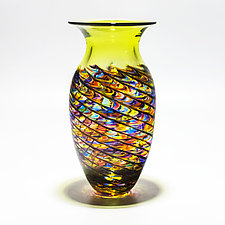 Optic Ribbed Vortex Vase by Michael Trimpol and Monique LaJeunesse (Art Glass Vase)