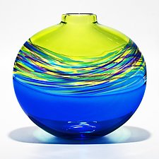 Lime & Cerulean Incalmo by Michael Trimpol and Monique LaJeunesse (Art Glass Vase)