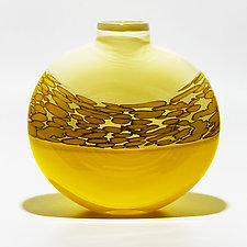 Spotted Banded Flat Vase by Michael Trimpol and Monique LaJeunesse (Art Glass Vase)