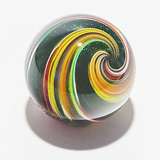 Onion Skin Marble on 12 Rib Twisted Dish by Michael Trimpol and Monique LaJeunesse (Art Glass Paperweight)