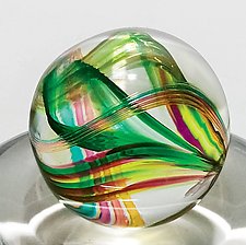 Marble on 24 Rib Twisted Dish by Michael Trimpol and Monique LaJeunesse (Art Glass Paperweight)