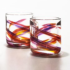 Helix Carafe and Whiskey Glasses by Michael Trimpol and Monique LaJeunesse (Art Glass Drinkware)