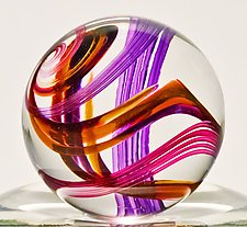 Marble on 12 Rib Twist Dish by Michael Trimpol and Monique LaJeunesse (Art Glass Paperweight)