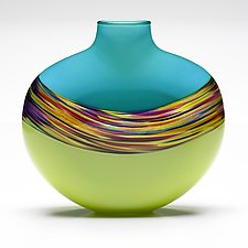 Banded Vortex Flat by Michael Trimpol and Monique LaJeunesse (Art Glass Vase)