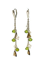 Peridot, Topaz & Pearl Dangle Earrings by Kathleen Lynagh (Silver & Stone Earrings)