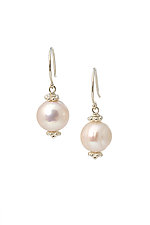 Large Pink Pearl Drop Earring by Kathleen Lynagh (Silver & Stone Earrings)