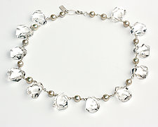 Rough Cut Polished Quartz & Large Pearl Necklace by Kathleen Lynagh (Silver & Stone Necklace)