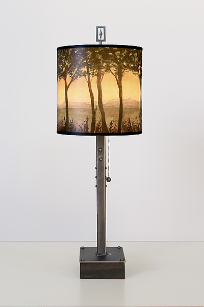 Dawn Steel Table Lamp on Wood