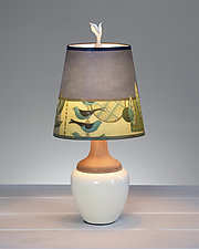 New Capri Ceramic and Maple Table Lamp by Janna Ugone (Mixed-Media Table Lamp)