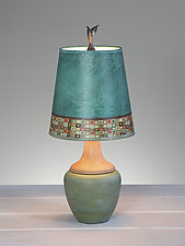 Mosaic Ceramic and Maple Table Lamp by Janna Ugone (Mixed-Media Table Lamp)