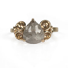 Gold Cluster Ring with Gray Diamond by Emily  Hunziker Phillips (Gold & Stone Ring, Size 5-7)