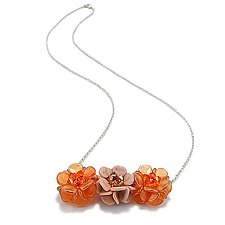 Tempting Tangerine Necklace by Kathryn Bowman (Silver & Bead Necklace)
