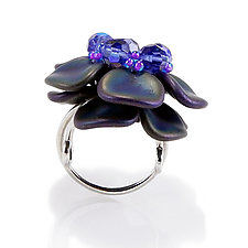 Bluish Ring by Kathryn Bowman (Beaded Ring)