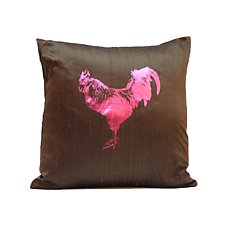 Gilded Rooster Pillow by Helene Ige (Silk Pillow)